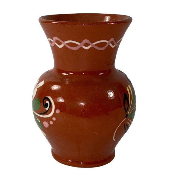 Vintage Hungary Pottery Vase 4”T 2.5”W Studio Art Pottery Flower Deco Redware - Picture 10 of 12